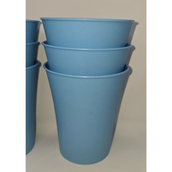Vintage Plastic Bell Tumbler Lot of 12 Light Blue 8 oz Kiddie Cups Stackable - Picture 12 of 14